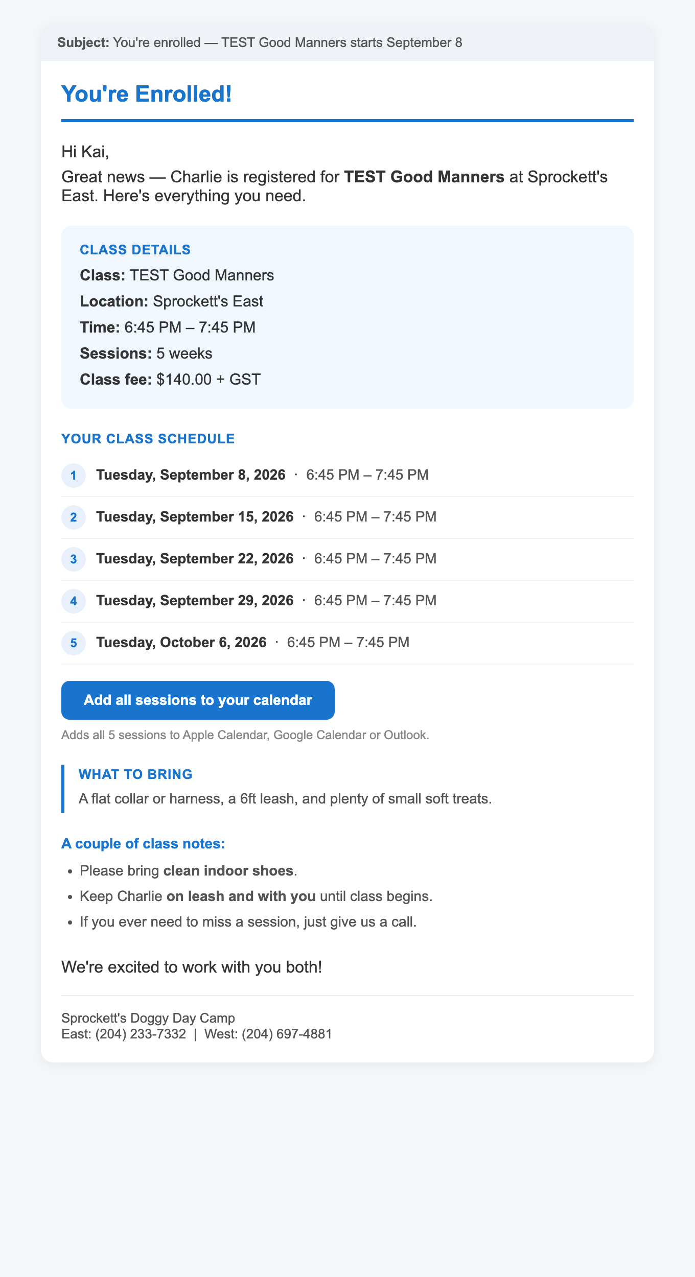 Confirmation email